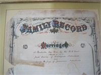 framed family record certificate