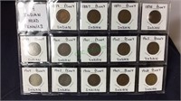 Coins, 14 different Indian head pennies,