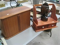 2 desk top organizers and a wood figure