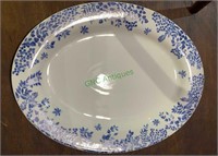Large blue and white turkey platter, from the