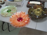 3 pcs contemporary art glass