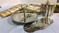 Mixed lot, silver plate, serving trays, coasters,