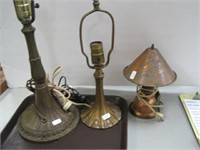 3 metal table lamps