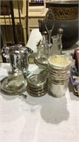 Mixed lot, silver plate items, spice rack,