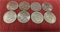 8 Eisenhower dollars 3 1972,1974,4 1971.