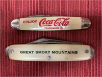 2 Souvenir pocket knives Coka Cola,Great Smoky