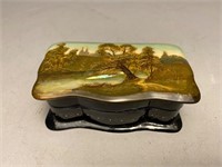 Russian Lacquer Trinket Box w/inlaid MOP