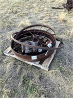 Wagon Wheel Rims, 2 Steel Wheels, Hub