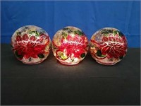 Box 3 Glass Poinsettia Balls-Lighted