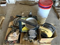 Pallet of Misc. - Tire Chains, Old Radios,