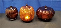 Set of 3 Mercury Glass Pumpkins- Chocolate