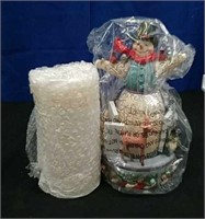 Box 7" Glitter Swirl Candle with bag, Snowman