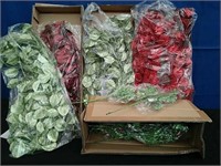 4 Boxes Red & Green Glitter Garland, Green Decor