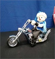 Box Harley Riding Snowman