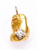 Jewelry Gold Nugget Diamond Pendant