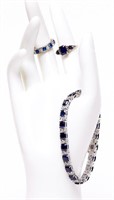 Jewelry Sterling Silver Sapphire Bracelet & Rings