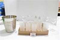 Ice Bucket & Assorted Glassware