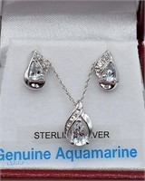 Sterling Silver Aquamarine Earring & Pendant