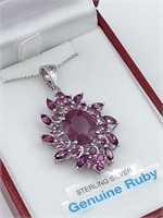 Sterling Silver Genuine Ruby & Rubellite Pendant