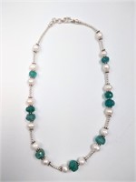 Sterling Freshwater Pearl & Fluorite Bead Necklace