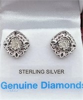 Sterling Silver & Diamond Earrings