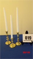 3 Baldwin Brass Candle Sticks