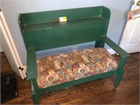 ANTIQUE GREEN PAINTED BENCH