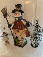 Christmas items.  Wooden snowman