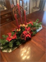 Christmas center piece with mirrored tray