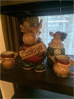 2 Moose Cookie Jars and 2 Mugs