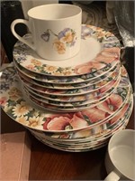 44 pieces International floral stoneware dishes