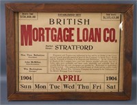 Framed 1904 British Mortgage Loan Co. Apr Calendar
