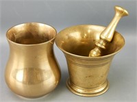 Mortar, Pestle and Vase Brassware