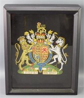 Framed Stitched Needlework Royal Arms