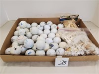 lot of golf balls and tees
