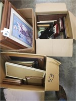 lot of 4 boxes of frames and pictures