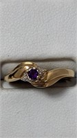 Brand New 10KT Amethyst and Diamond Ring
