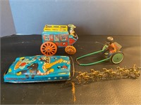 Vintage tin toys Mickey Mouse car