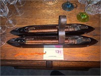ANTIQUE WEAVING LOOMS MADE INTO CANDLE STIXS