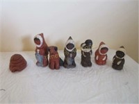 set of signed pottery figures