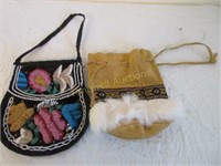 Beaded purse and leather bag