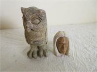 Beautiful carved owl and small face