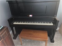 BEAUTIFUL ANTIQUE UPRIGHT PIANO AND STOOL! PLAYS!