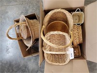 2 boxes of wicker baskets