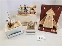 lot of wood hand made figures