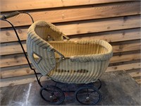 OLD BABY BUGGY WICKER DOLL STROLLER