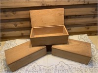LOT OF 3 SMALL WOOD STORAGE BOXES