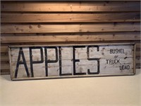 LARGE AUTHENTIC PRIMITIVE DOUBLE SIDED APPLE SIGN