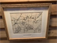 HAYWARD AREA 1930-45 FRAMED MAP