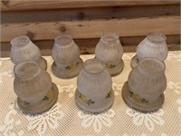 LOT OF 7 MATCHING GLASS LIGHT SHADES OLD